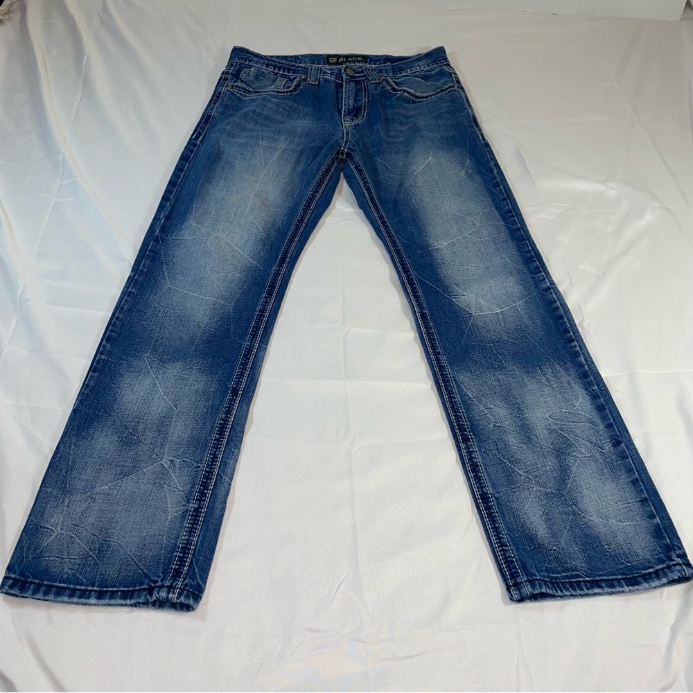 Rue21 Black Mens Relaxed Straight Leg Jeans Blue Medium Wash 30x30 RN70829